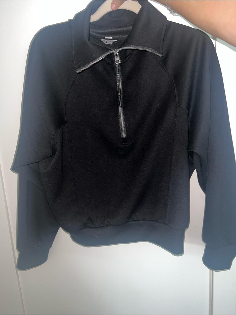 Women's Black Half-Zip Pullover Sweatshirt